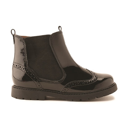 Ladies black patent chelsea boots store