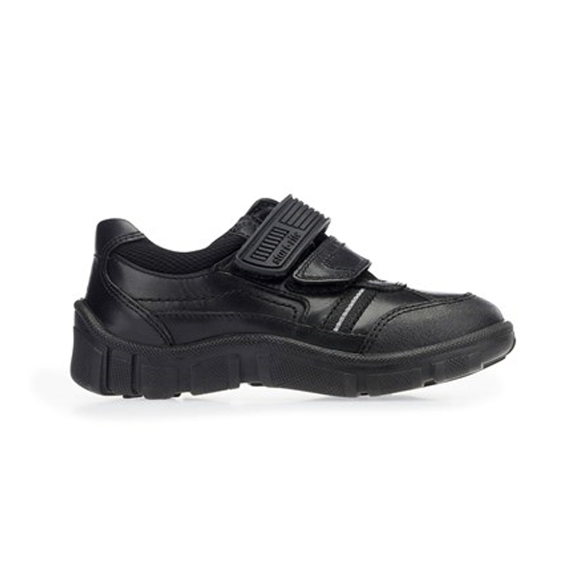 Start rite Luke Black Leather Boys Velcro School Shoes