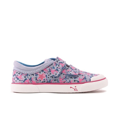 Start-rite Majestic Blue Pink Multi Canvas Velcro Girls Shoes